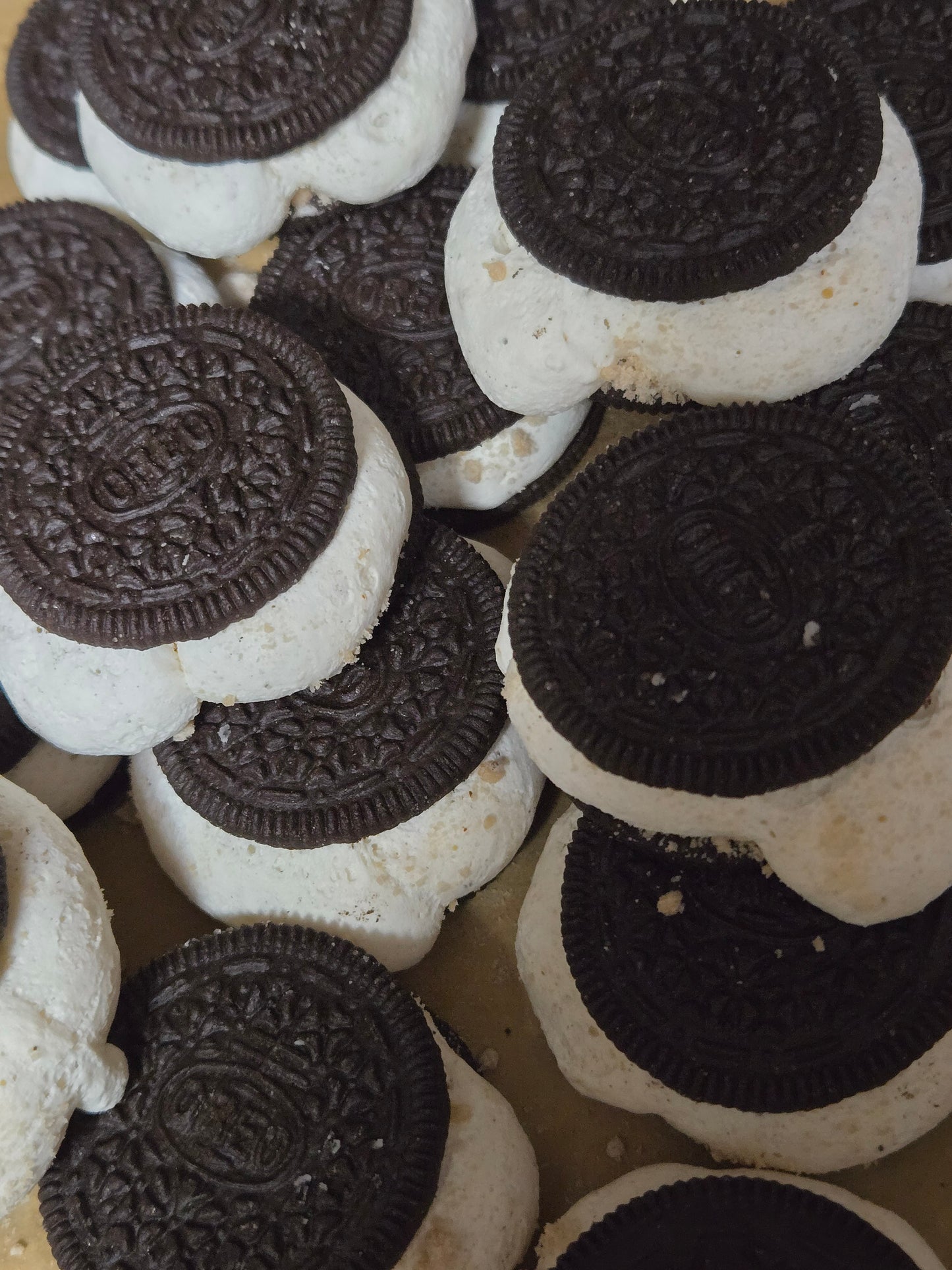 Freeze dried cookies with peanut butter cup dust