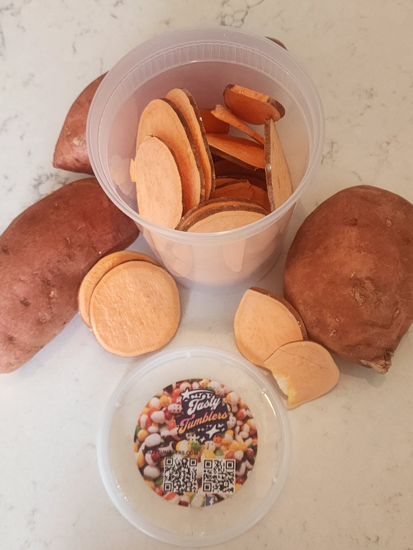 Freeze dried sweet potato chips with salt