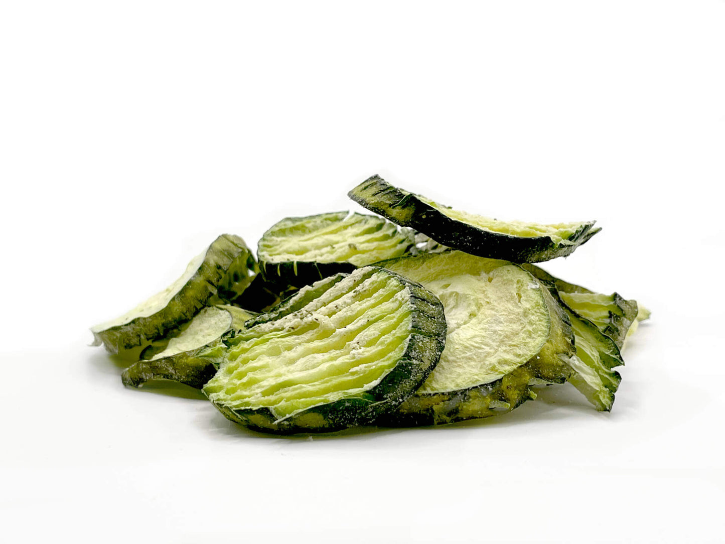 Freeze dried cucumber chips with ranch seasoning