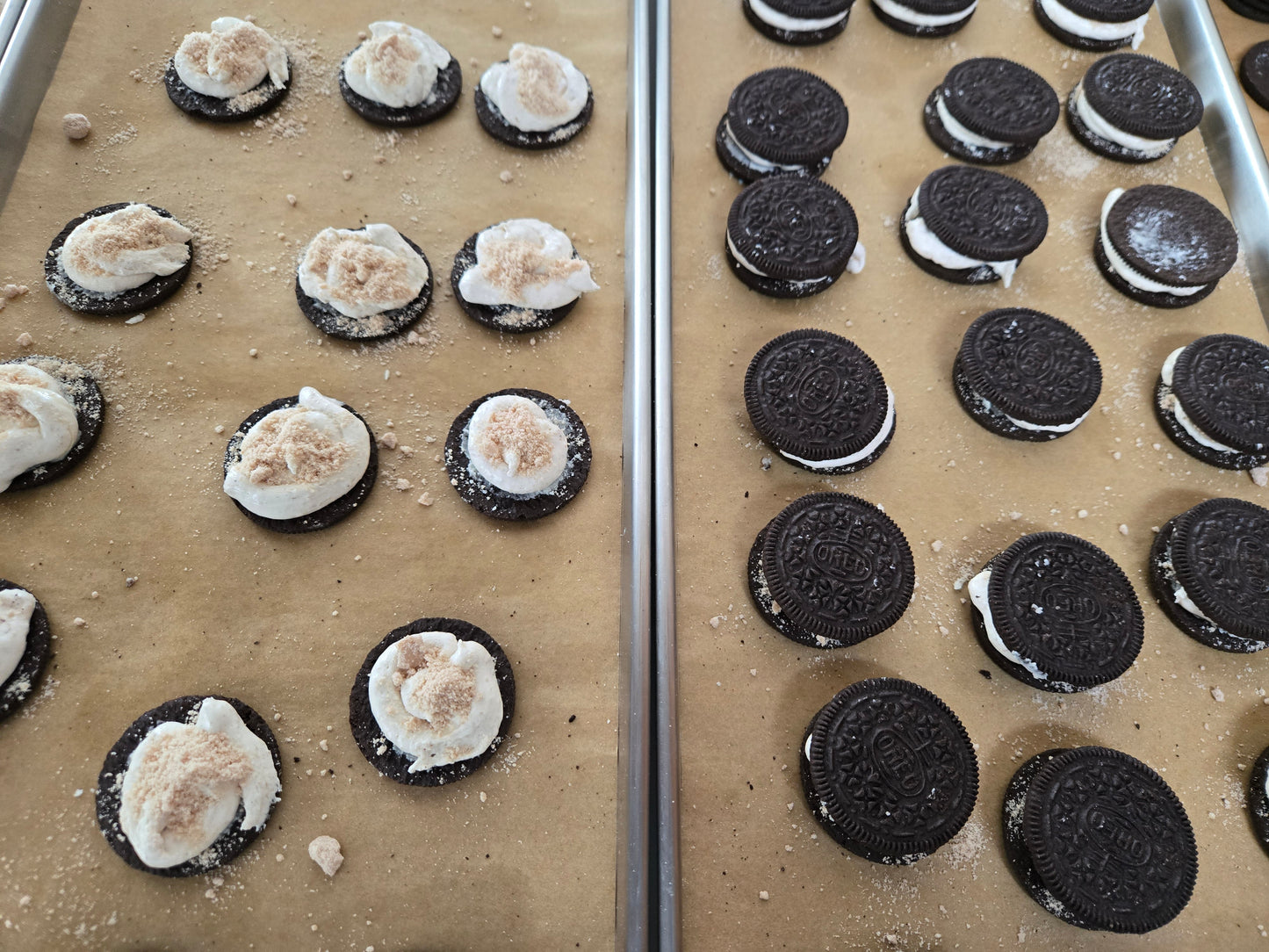 Freeze dried cookies with peanut butter cup dust
